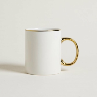 Mug Recto Asa y Borde Dorado 330 Ml (0510182)