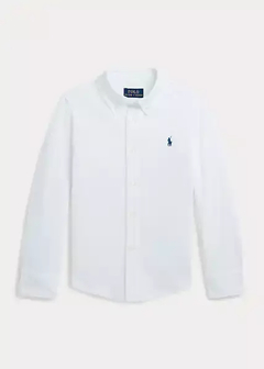 Camisa Ralph Lauren Featherweight Cotton Mesh Shirt Branca - RL823 - Tamanho 6 anos