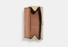 Bolsa Mini Morgan Card Case On A Chain In Blocked Signature Canvas Coach - Gold/Light Khaki/Ivory Multi na internet