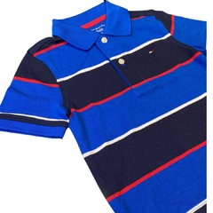 Camiseta Polo Tommy Hilfiger Listras Azul - TH127 - Tamanho 2 - 3 anos - comprar online