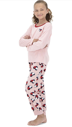 Pijama Tommy Hilfiger Fleece Infantil Menina - TH7772 - Tamanho 6 - 7 anos - loja online