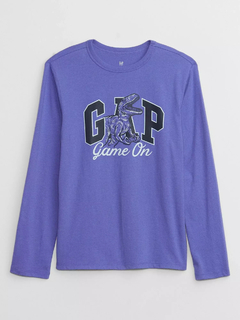 Camiseta Manga Longa Gap - GAP970- Tamanho 6 - 7 anos