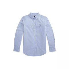 Camisa Ralph Lauren Striped Cotton Poplin Shirt Azul / Branco - RL8877 - Tamanho 10 - 12 anos