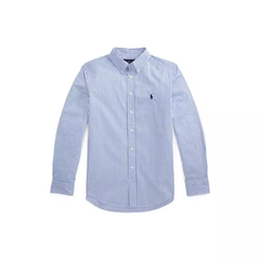 Camisa Ralph Lauren Striped Cotton Poplin Shirt Azul / Branco - RL8877 - Tamanho 6 anos