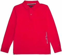 Camiseta Gola Polo Tommy Hilfiger Manga Longa Vermelha - TH4545 - Tamanho 5 anos