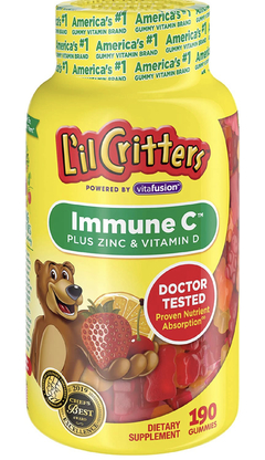 Vitamina Infantil Gummy Vites Immune Vitamin C Plus Zinc and Vitamin D - L'il Critter Kids