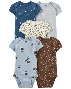 Kit 5 Bodies Carter´s Manga Curta Flowers - 1O562510 - tamanho 24 meses