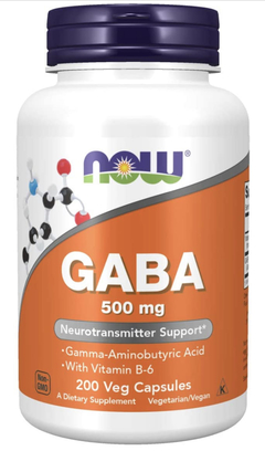 Suplemento Gaba, 500 Mg, 200 Cápsulas Vegetais, Now Foods