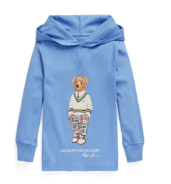 Camiseta Ralph Lauren Manga Longa Polo Bear - Island Blue - RL0403 - Tamanho 7 anos