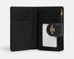 Carteira Coach Medium Corner Zip Wallet In Signature Canvas - Gold/Khaki/Black - comprar online