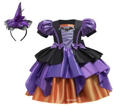 Fantasia Halloween Pumpkin com Tiara - Tamanho 4 - 5 anos