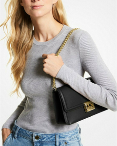 Bolsa Michael Kors Sonia Medium Logo and Faux Leather Convertible Shoulder Bag Black - loja online