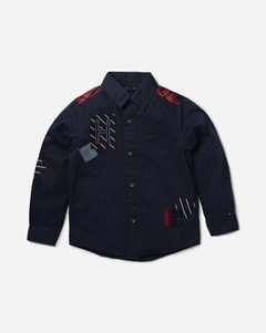 Camisa Tommy Hilfiger Manga Comprida Azul Marinho - TH198 - Tamanho 4 - 5 anos - comprar online