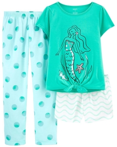 Pijama Carters 3 peças "Mermaid" - 3K472310 - Tamanho 8 anos - comprar online