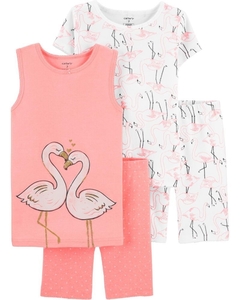Pijama 4 Peças Carter's Flamingo - 3L939810 - Tamanho 6 anos