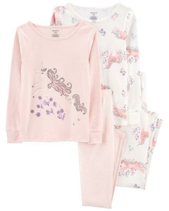 Pijama 4 peças Cotton Carter's Manga Longa "Unicornio 2"" - 3O584410 - Tamanho 14 anos