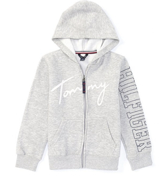 Moletom Tommy Hilfiger Logo Ziper Cinza - TH0326 - Tamanho 7 anos