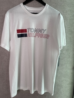 Camiseta Masculina Tommy Hilfiger Branca Logo- TH762- Tamanho G