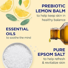 Banho de espuma Dr Teal com sal Epsom puro, erva-cidreira prebiótica e óleos essenciais, 34 fl oz - Mimos de Orlando