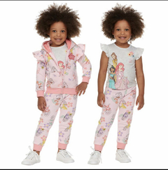 Conjunto Moletom Fleece Princesas Disney - Tamanho 5 anos