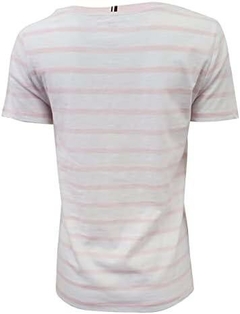 Camiseta Tommy Hilfiger Branca Striped Rosa - TH2970 - Tamanho M - comprar online