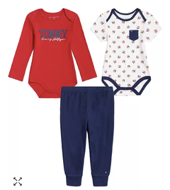 Kit Bebe Tommy Hilfiger 3 peças - TH788- Tamanho 12 meses