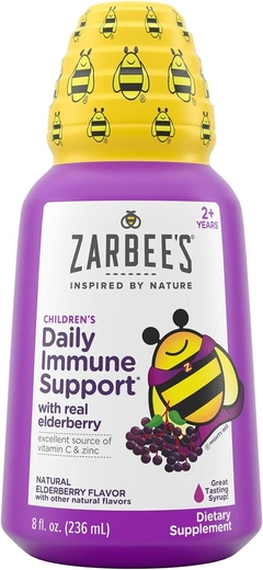 Zarbee's Black Elderberry Syrup for Kids; Suporte Imunológico Diário com Vitamina C 2anos+