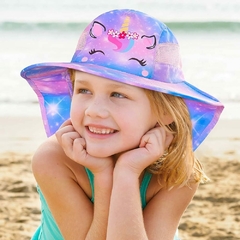 Chapéu Proteção Solar Unicórnio Blue Purple - Tamanho de 2 a 9 anos