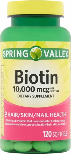 Biotin 10000 mcg 120 Softgel Spring Valley