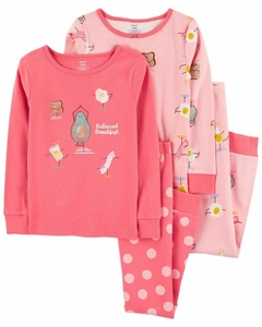 Pijama 4 peças Cotton Carter's Manga Longa "Balanced Breakfast"" - 3N991110 - Tamanho 10 anos