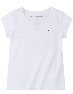 Camiseta Tommy Hilfiger Branca Gola V - TH7622- Tamanho 12 - 14 anos - comprar online