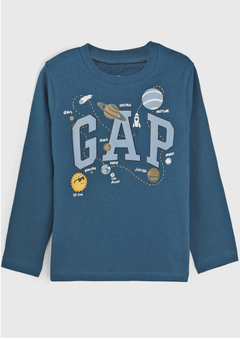 Camiseta Manga Longa Gap Planeta - GAP743- Tamanho 5 anos
