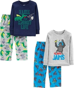 Pijama 4 peças com Calça Fleece Simple Joys By Carters - Tamanho 5 anos