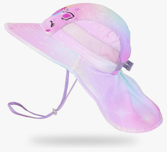 Chapéu Proteção Solar Unicórnio Rosa - Tamanho de 2 a 9 anos