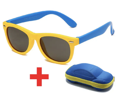 Óculos de Sol - Case Carros - Amarelo / Azul - Idade 1 a 3 anos