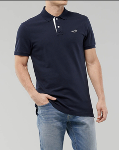 Camiseta Polo Hollister Masculina - Azul Marinho - Tamanho G