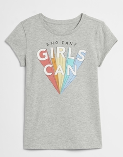 Camiseta Gap Girls Can - GAP2974- Tamanho 8 anos