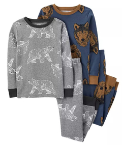 Pijama 4 peças Cotton Carter's Manga Longa "Bear" - 3M677410 - Tamanho 4 anos