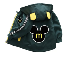 Jaqueta infantil corta vento Mickey - Verde - Tamanho 3 anos