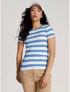Camiseta Feminina Tommy Hilfiger Striped Blue - TH1111 - Tamanho M