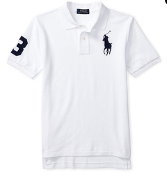 Camiseta Polo Big Pony Ralph Lauren Branca - Menino - RL9555 - Tamanho 9 meses