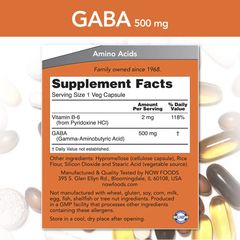 Suplemento Gaba, 500 Mg, 200 Cápsulas Vegetais, Now Foods - comprar online