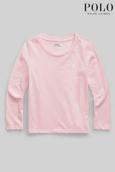 Camiseta Manga Longa Ralph Lauren - Rosa Claro - Menina - RL0135 - Tamanho 3 anos