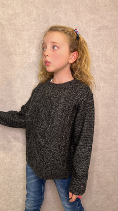 Blusão Tommy Hilfiger Menina Cinza Mescla Escuro - TH075 - Tamanho 6 - 7 anos na internet