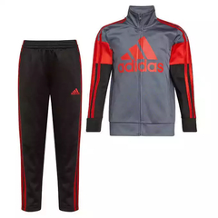 Conjunto Abrigo Adidas Preto/Vermelho/Cinza - A667 - Tamanho 5 anos