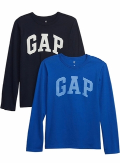 Kit Camiseta Manga Longa Gap Azul Marinho / Azul Royal - Tamanho 6-7 anos menino