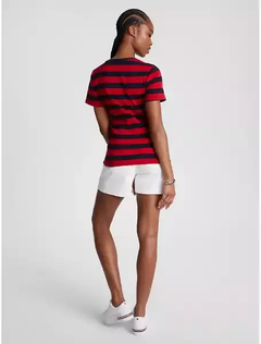 Camiseta Feminina Tommy Hilfiger Striped Blue/ Red- TH1112- Tamanho GG - comprar online