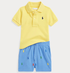 Conjunto Ralph Lauren Polo Shirt & Short Set - Signal Yellow - Tamanho 12 meses