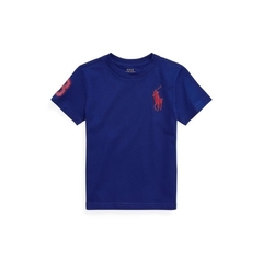 Camiseta Ralph Lauren Cotton Big Pony Azul Marinho - Menino - RL9037 - Tamanho 7 anos