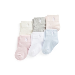 Kit 6 pares de meias Ralph Lauren Pastel Colors Girl - RL6520 - Tamanho 18 - 24 meses